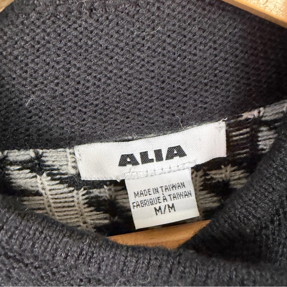Vintage 90s Black White Houndstooth Knit Cardigan Sweater Cardigan Size Medium - Picture 9 of 11